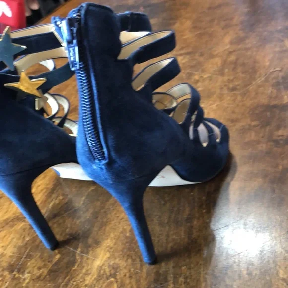 Katy Perry Collections Navy Blue Suede Star-Strap High Heel Sandals - Picture 10 of 16